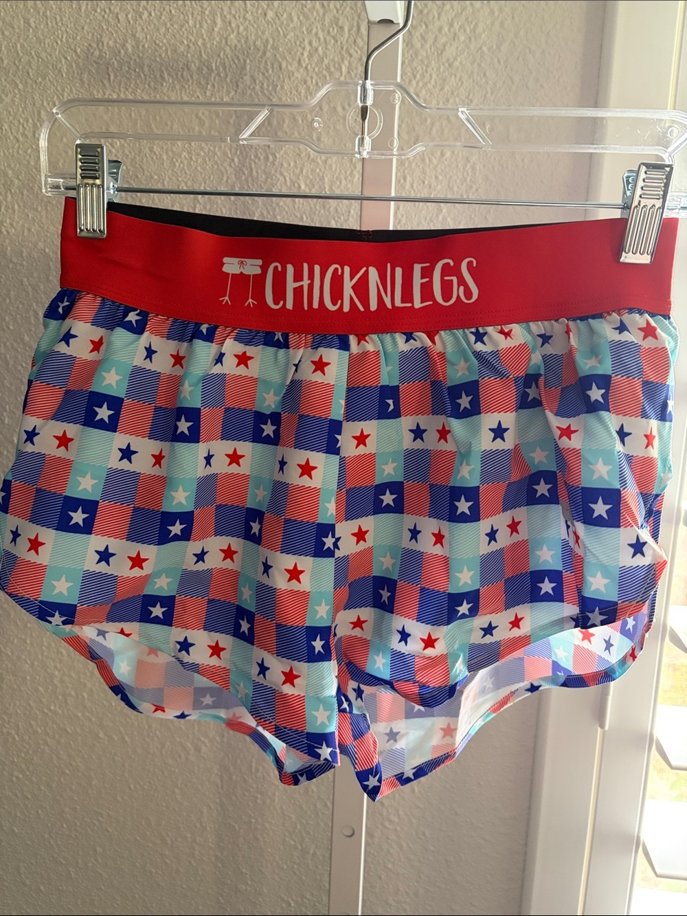 Women’s' Red and Blue Star Plaid Shorts CHICKNLEGS XS